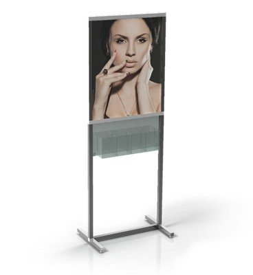 Full Sheet Floor Signholder with 4 Compartment Literature Holder